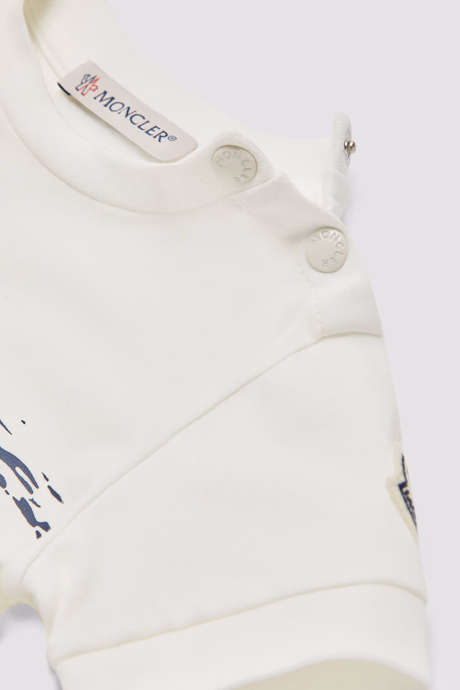 Whale Motif Cotton Romper Boy White Moncler 3